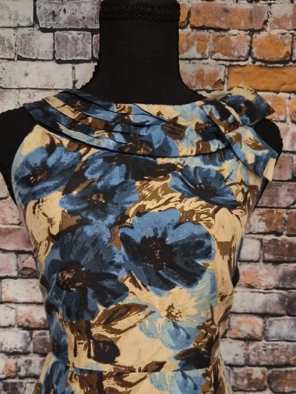 kate spade Blue and Cream Floral 100% Silk Midi Dress